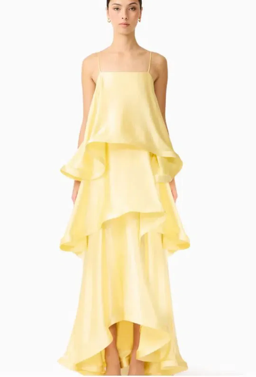 Elliatt Tilly Tiered Maxi Dress in Butter Yellow Size 10/M for rent on The Volte - main image