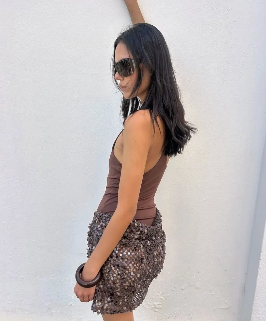 Benni Ariel Mini Dress Cocoa for rent on The Volte - main image