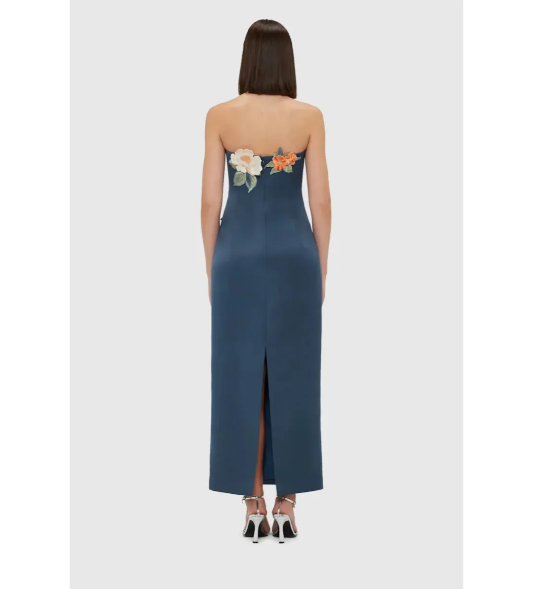Leo Lin Rayna Appliqué Floral Bustier Maxi Dress Pear Blossom Size AU 12 for rent on The Volte - main image