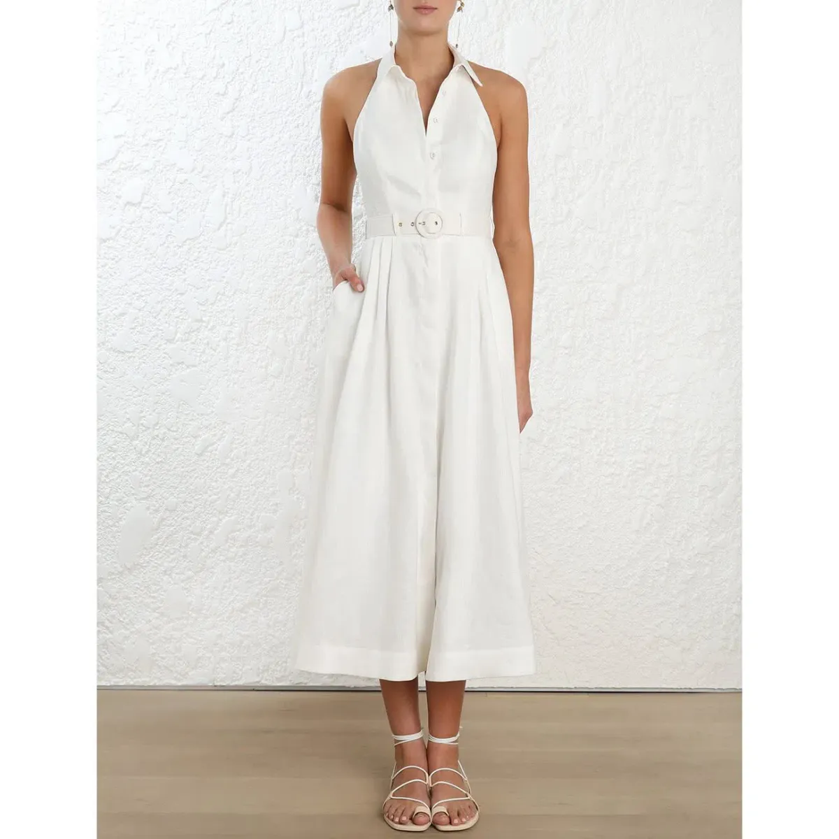 Zimmermann Primrose Halter Dress White for rent on The Volte - main image