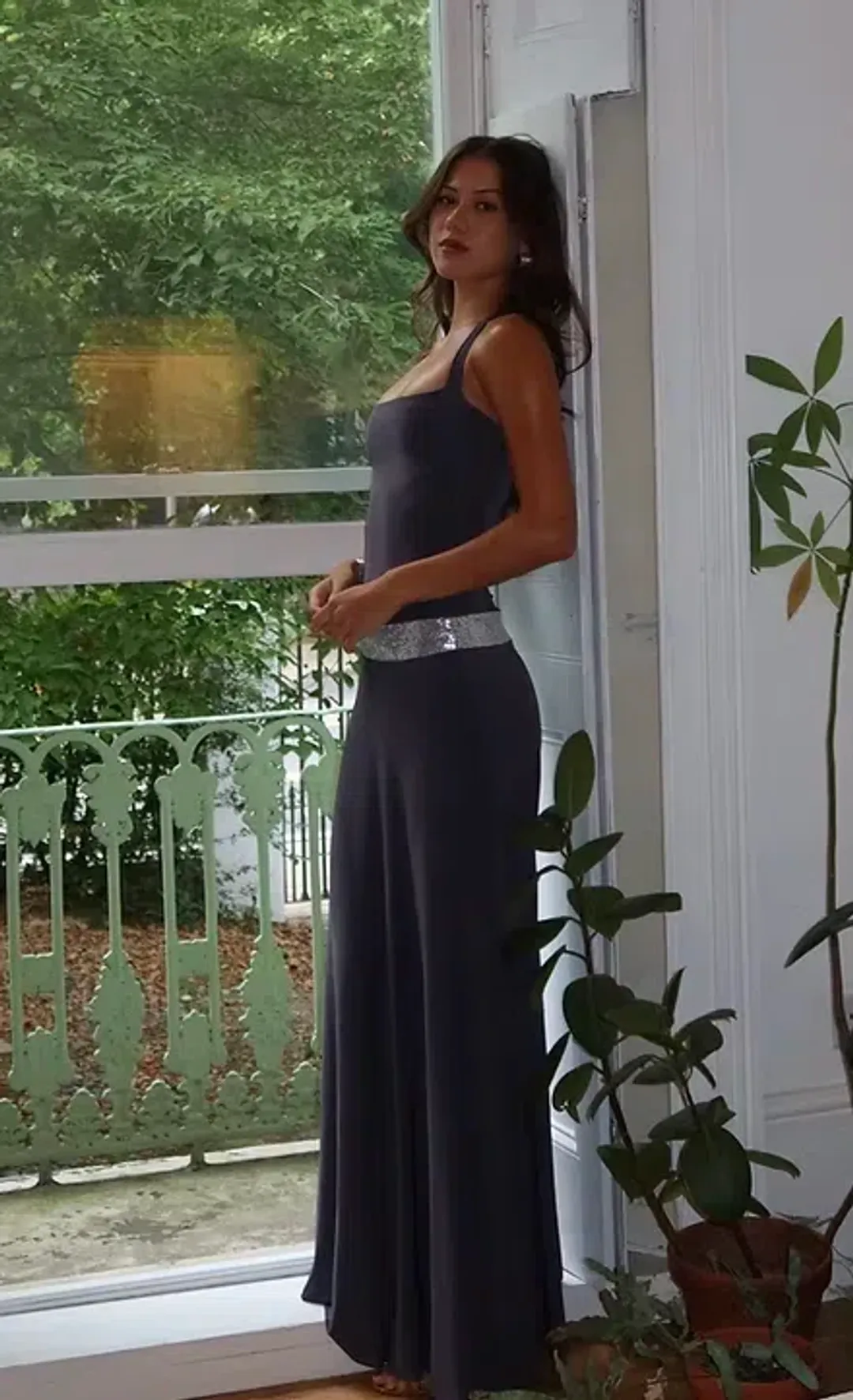 Sylavie Swimwear, Toscana Maxi Dress, Charcoal Grey, size 8  for rent on The Volte - main image