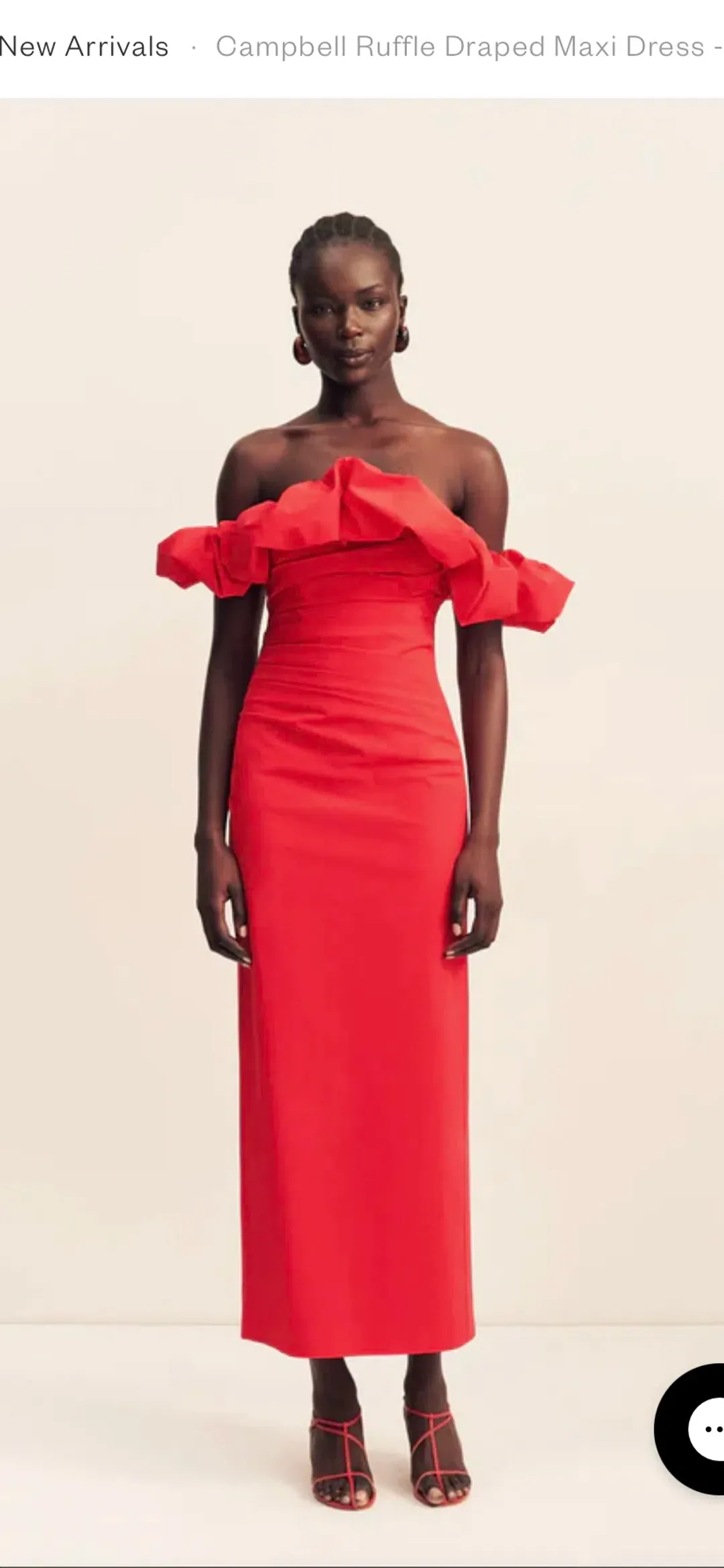 Shona Joy - Campbell Ruffle Draped Maxi Dress - Goji for rent on The Volte - main image