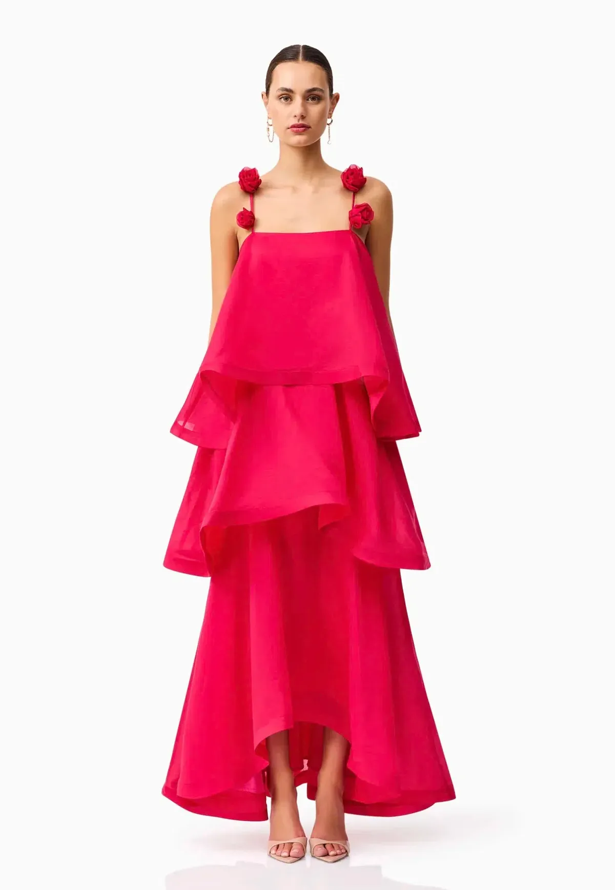 Elliatt Thalia Tiered Gown in Pink Size Small for rent on The Volte - main image