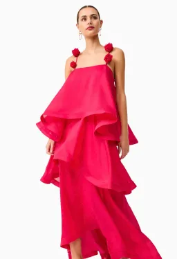Elliatt Thalia Tiered Gown in Pink Size Small for rent on The Volte - image 2