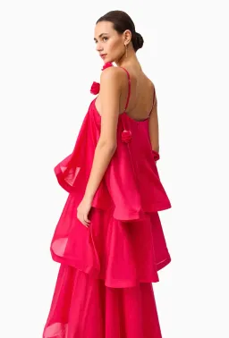Elliatt Thalia Tiered Gown in Pink Size Small for rent on The Volte - image 4