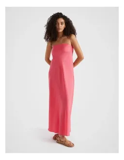 Seed Heritage Core Linen Strapless Maxi Dress in pink for rent on The Volte - image 1