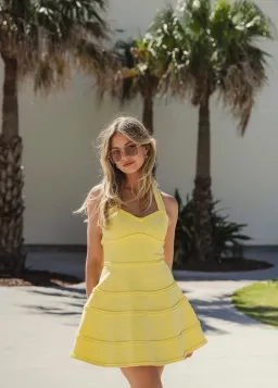 Elliatt Katlyn Halter Mini Dress in Lemon Yellow Size 10 for rent on The Volte - image 4