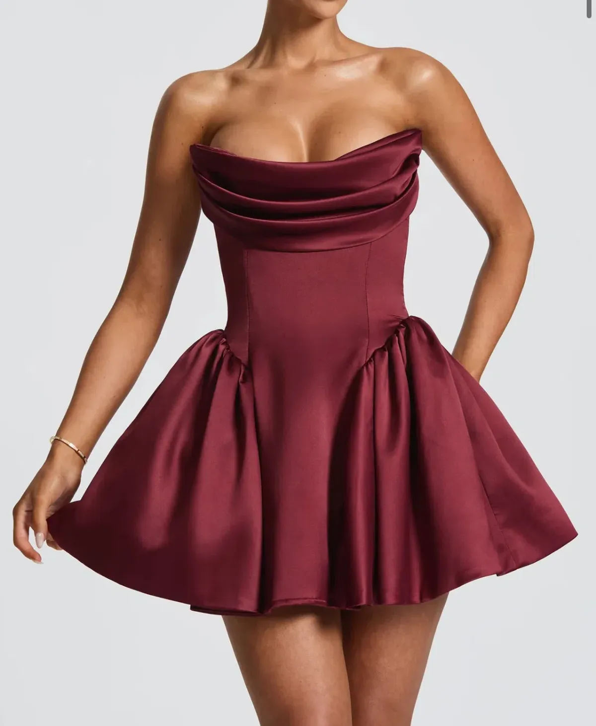 Baby Boo - Trinity Mini Dress Burgundy Size 12 for rent on The Volte - main image