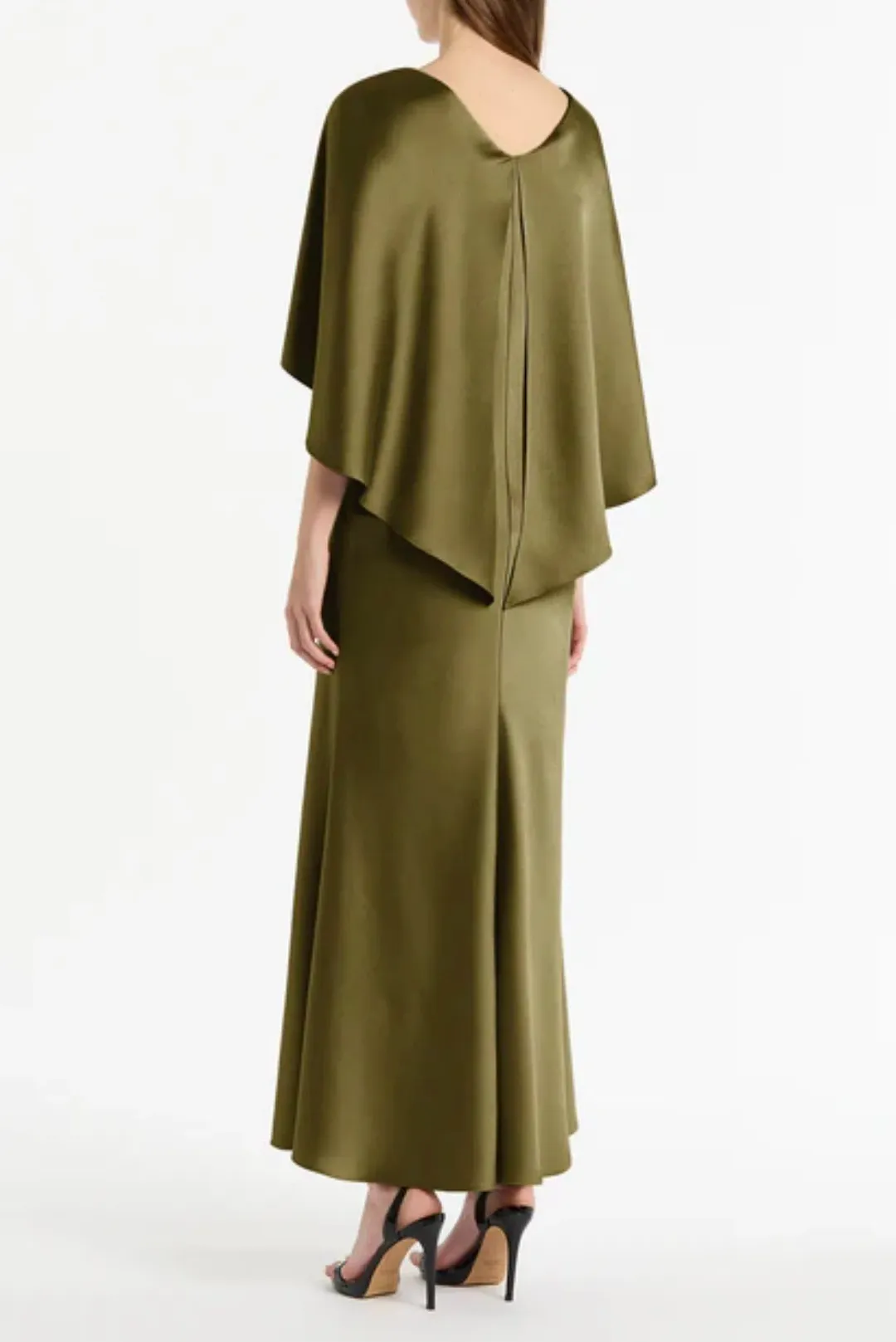 Carla Zampatti Moss Satin Cape Dress Size 12 for rent on The Volte - main image