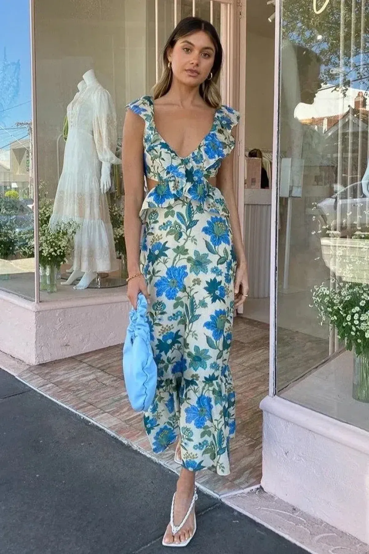 Sir the Label Celia Frill Midi Dress Marguerite Floral Print Size 2 / AU 10 for rent on The Volte - main image