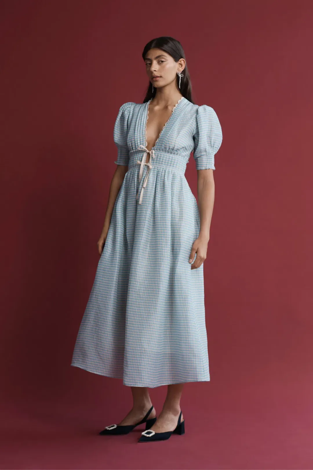 Lovaan Boehm Dress Blue Gingham Size 14 for rent on The Volte - main image