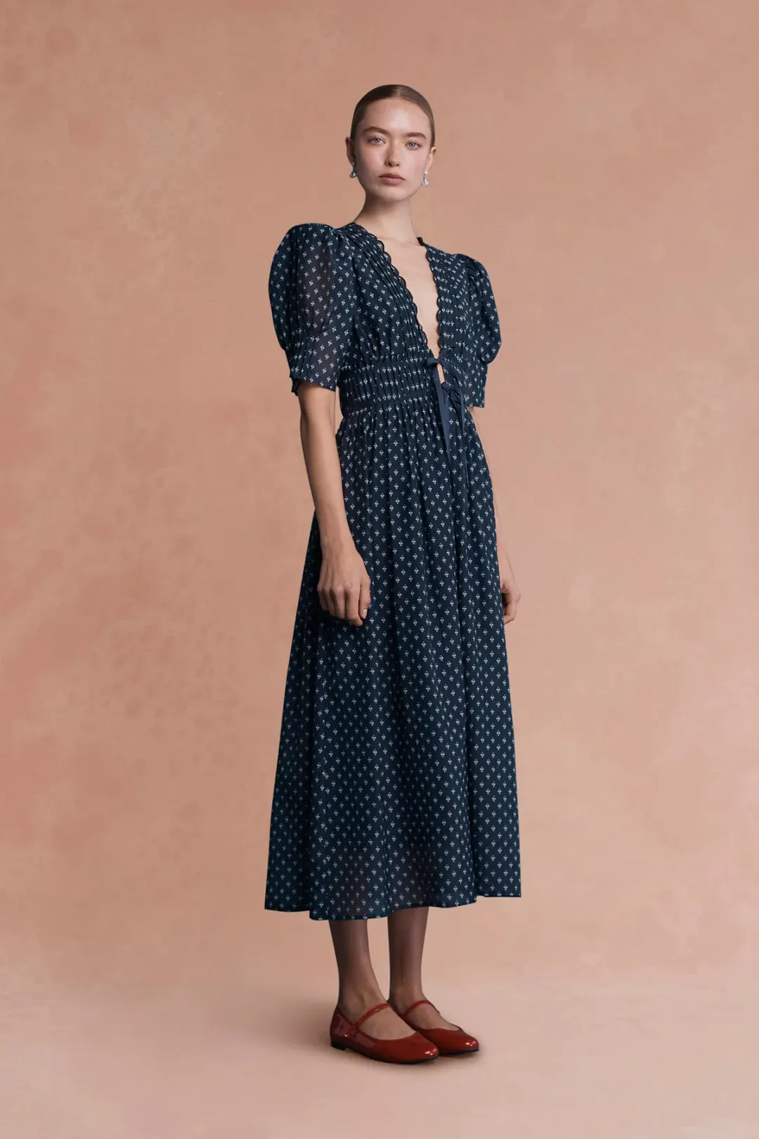 Lovaan Boehm Dress Navy Floral Size 10 for rent on The Volte - main image