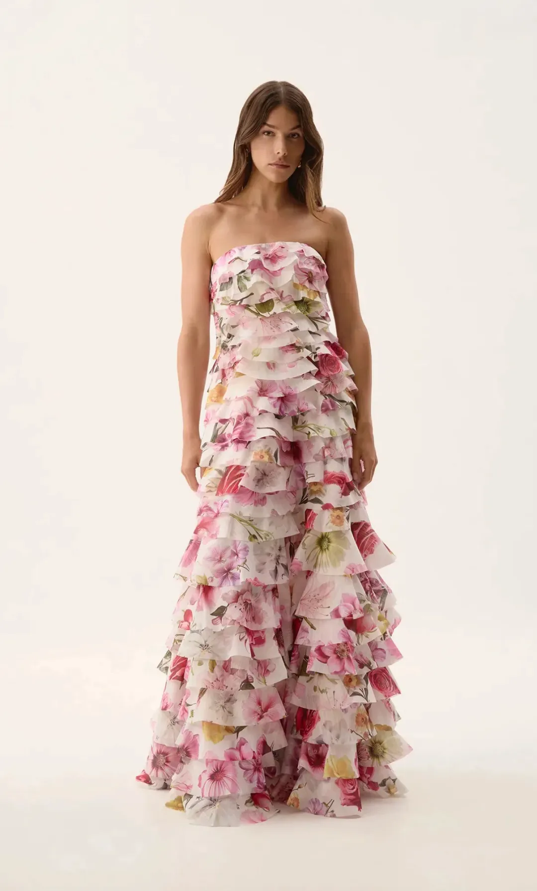 Aje / Fleur Pleated Gown / Collage Floral / Size 12 for rent on The Volte - main image