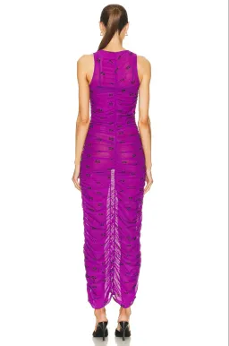 Ganni Printed Mesh Ruched Dress size 8 for rent on The Volte - image 3