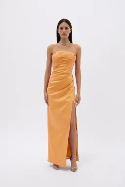Rachel Gilbert Mira Strapless Gown Orange Amber Size 8 for rent on The Volte - image 1