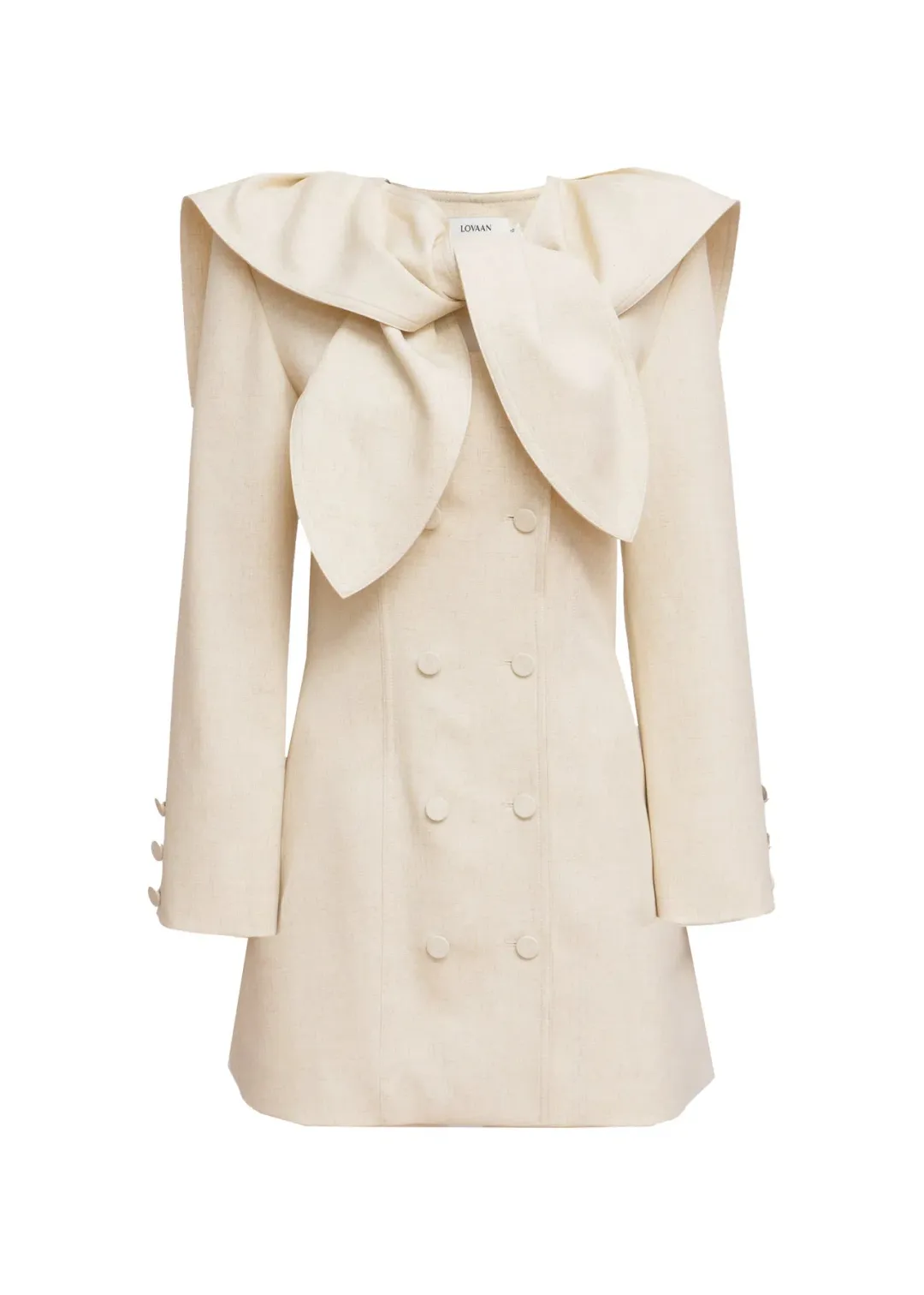 Lovaan Evelyn Dress Poly Linen Spandex Meringue Size 10 for rent on The Volte - main image