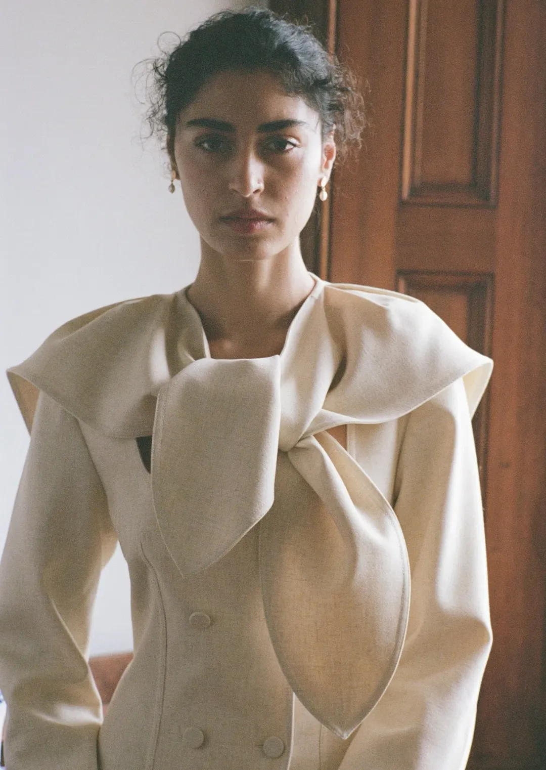 Lovaan Evelyn Dress Poly Linen Spandex Meringue Size 10 for rent on The Volte - main image