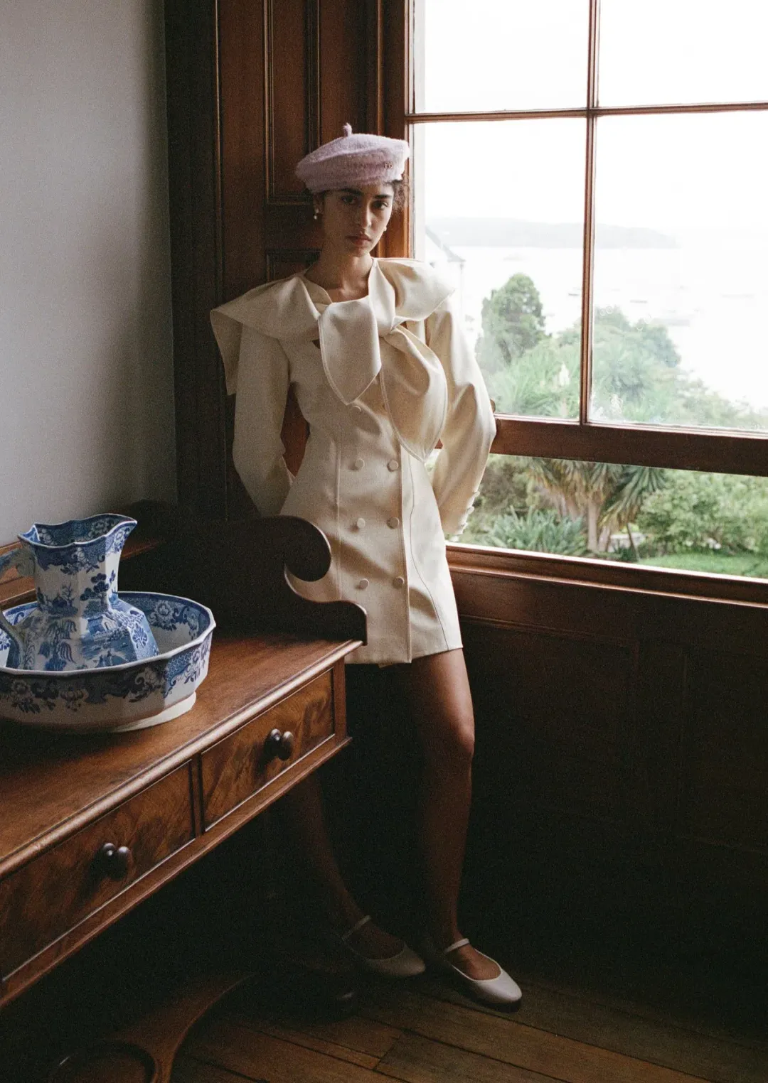 Lovaan Evelyn Dress Poly Linen Spandex Meringue Size 8 for rent on The Volte - main image