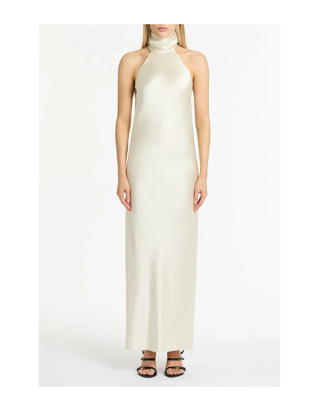 Carla Zampatti Ivory Satin Bias Dress Size 8  for rent on The Volte - main image