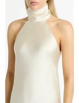 Carla Zampatti Ivory Satin Bias Dress Size 8  for rent on The Volte - image 3