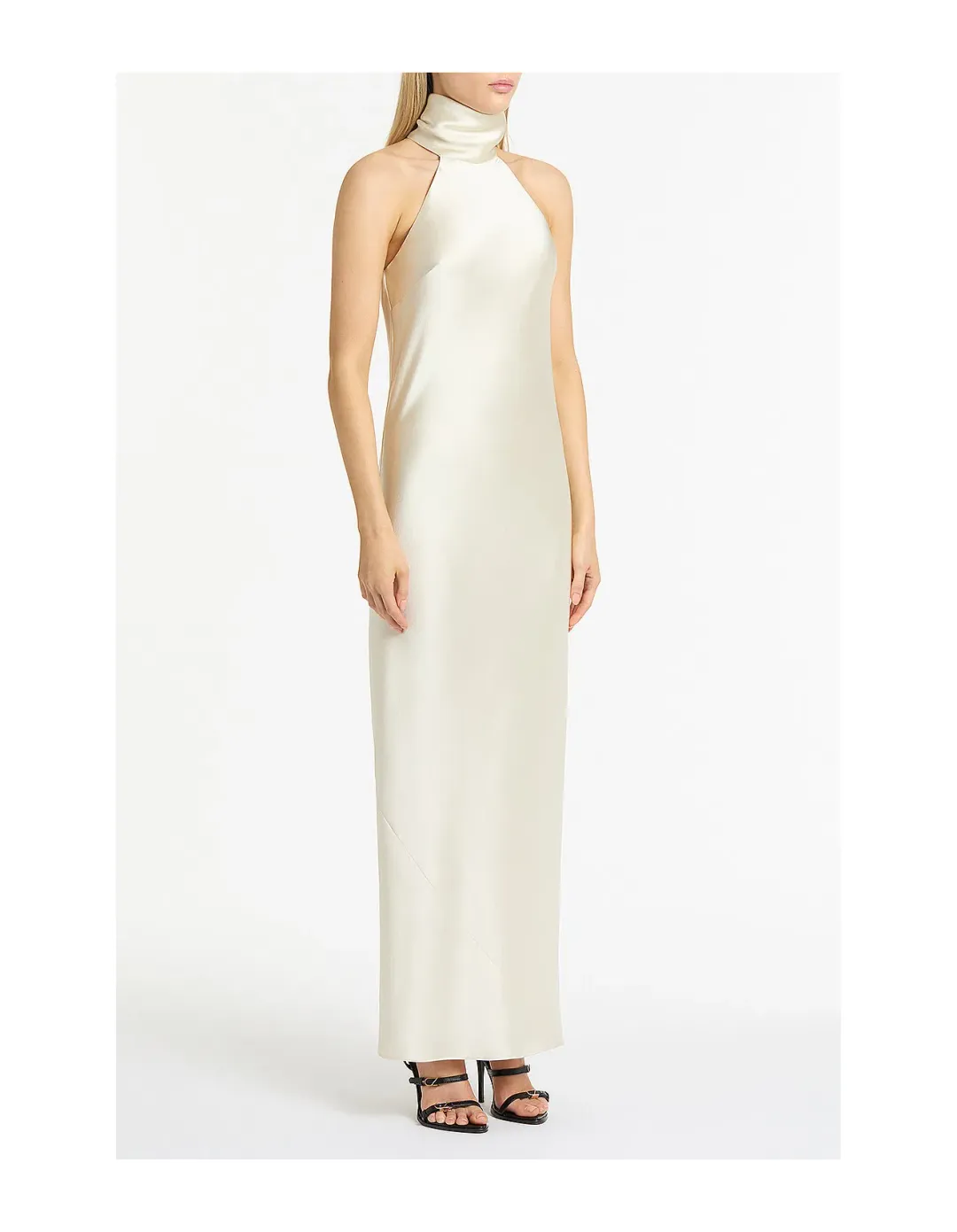 Carla Zampatti Ivory Satin Bias Maxi Dress Size 8  for rent on The Volte - main image
