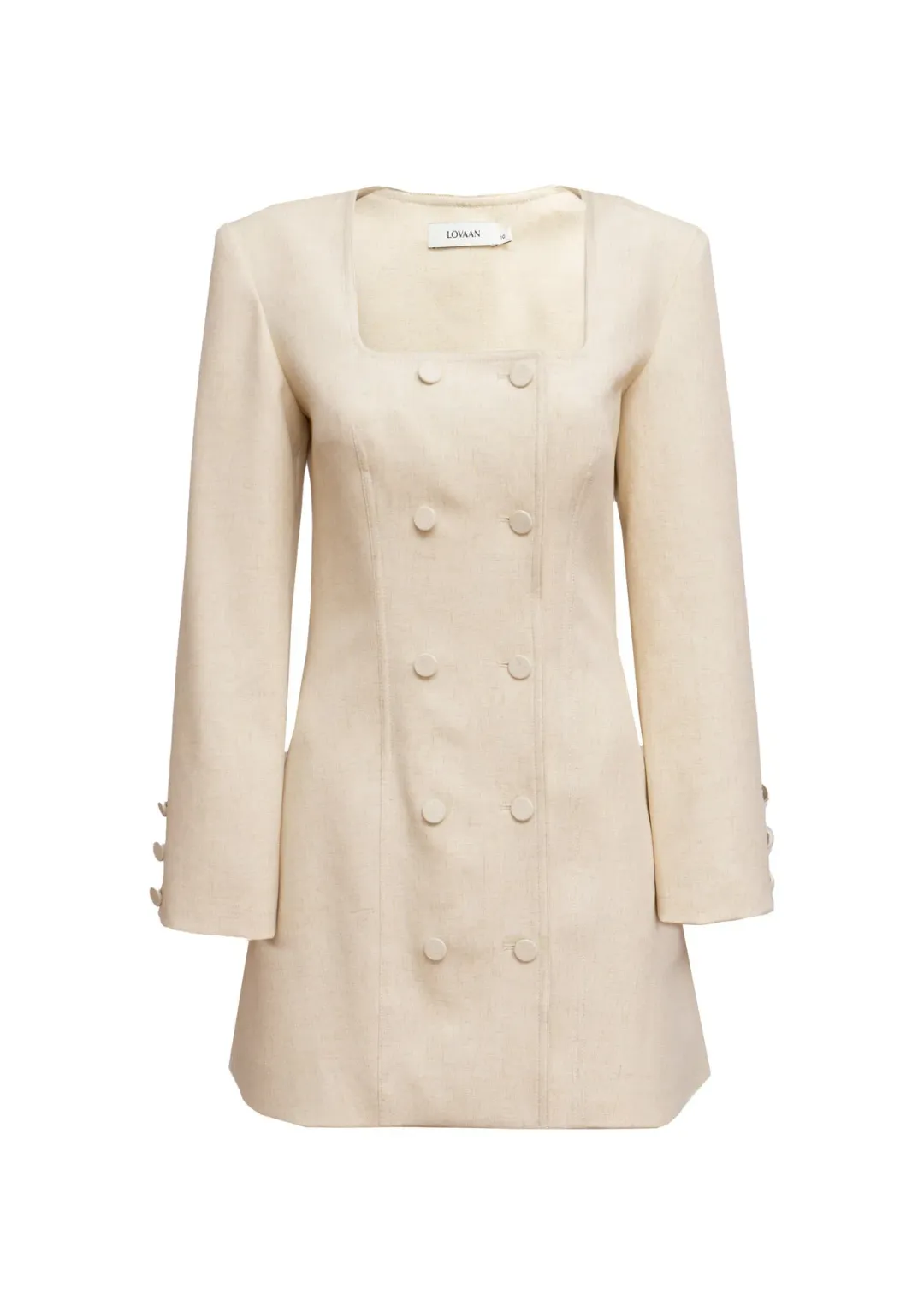 Lovaan Evelyn Dress Poly Linen Spandex Meringue Size 12 for rent on The Volte - main image