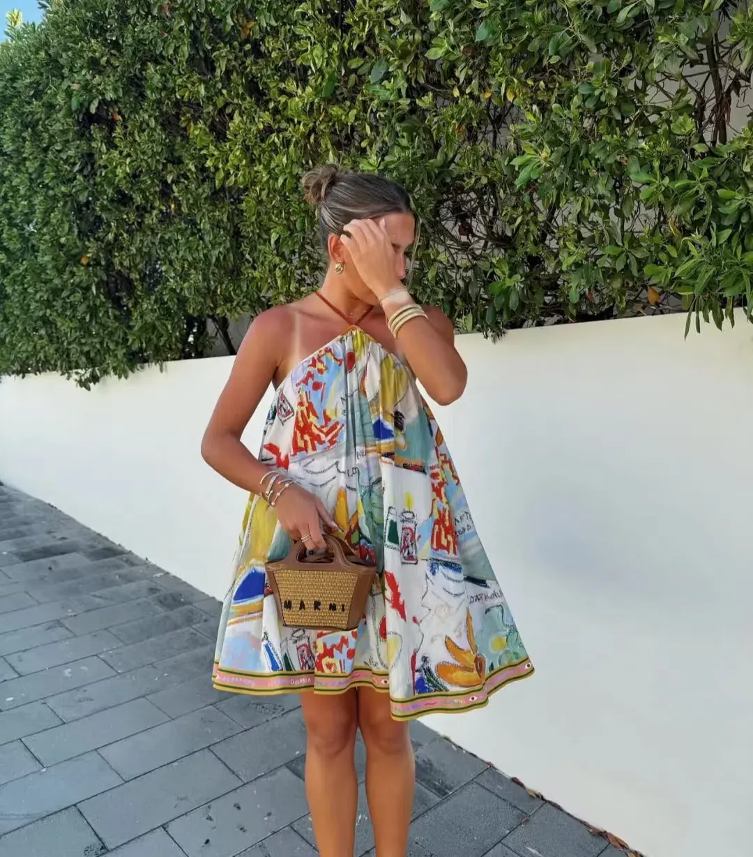 ALEMAIS La Charrasca Halter Mini Dress Multi Size 10 AU for rent on The Volte - main image