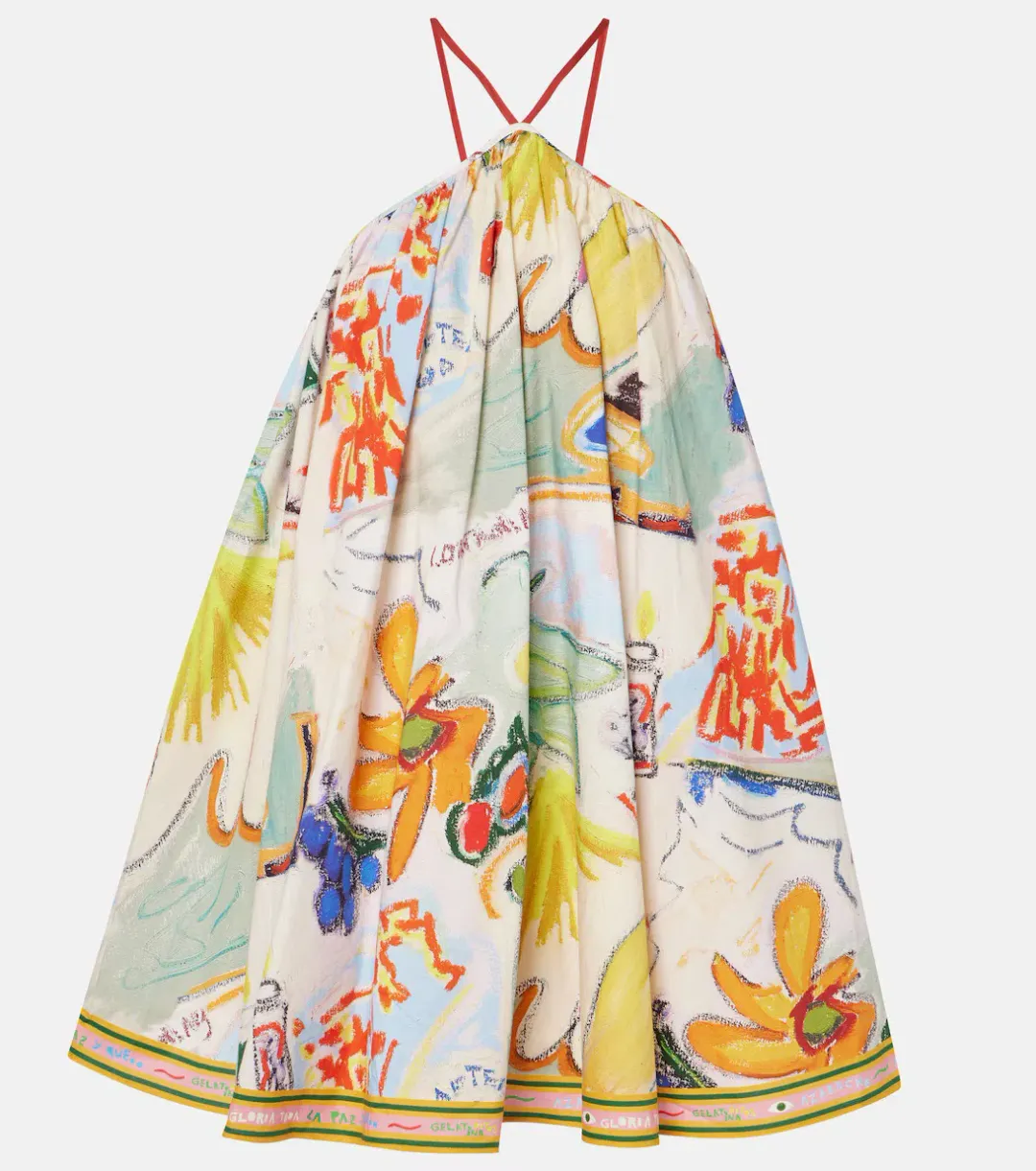 ALEMAIS La Charrasca Halter Mini Dress Multi Size 10 AU for rent on The Volte - main image