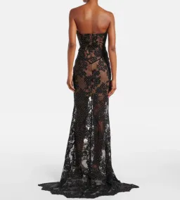 Self Portrait Rhinestone Embellished Sheer Gown Black Size AU 12 for rent on The Volte - image 2