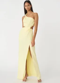 MISHA Kristin Satin Gown - soft yellow - size 8 for rent on The Volte - image 1