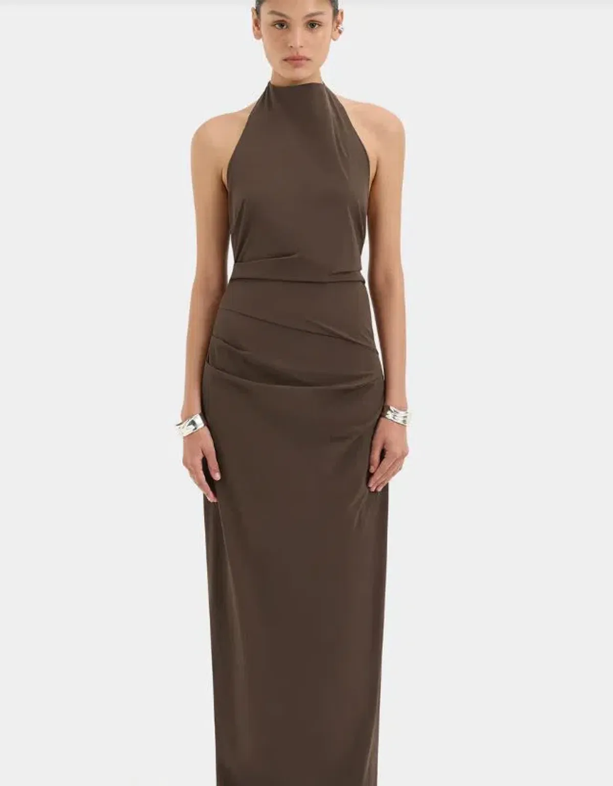 Sir Sol Halter Gown in Mocha Size 1/8 for rent on The Volte - main image