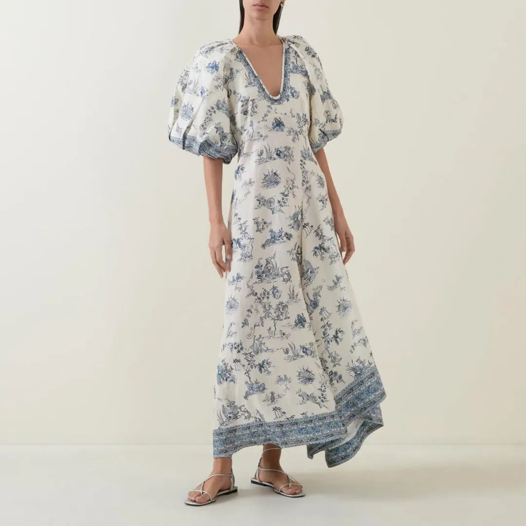 ALEMAIS Casa Midi Dress Print 8 AU for rent on The Volte - main image