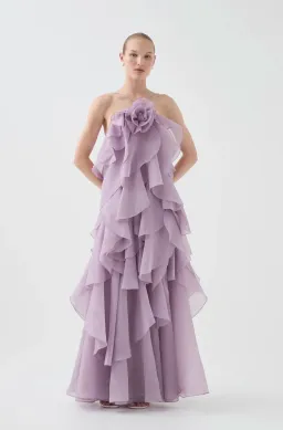 Aje Pandorea Layered Maxi Dress | Lilac Size 8 for rent on The Volte - image 7
