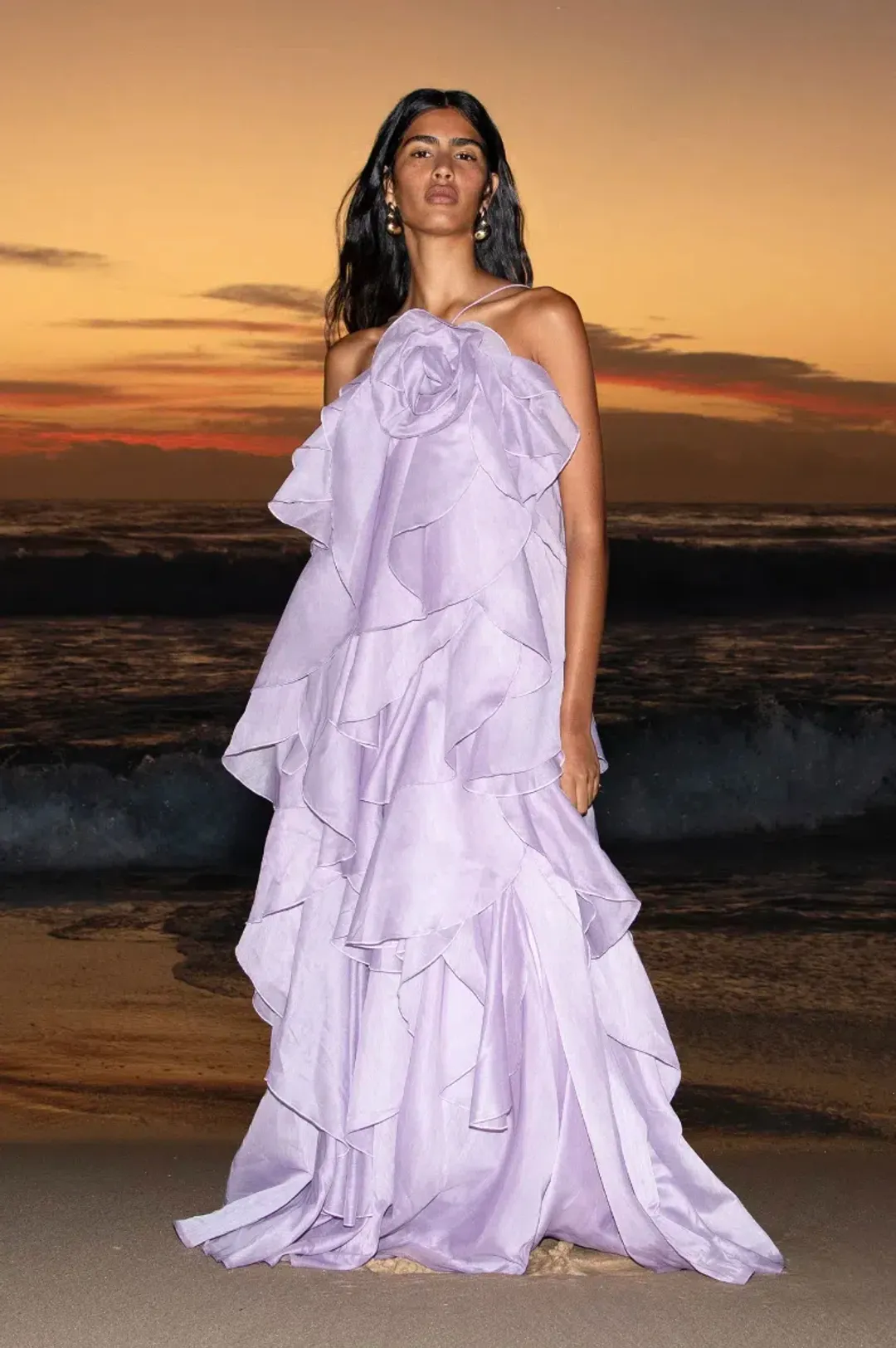 Aje Pandorea Layered Maxi Dress | Lilac Size 8 for rent on The Volte - main image