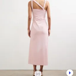Lover Kilian Asymmetric Tuck Midi Dress in Baby Pink Size 10  for rent on The Volte - image 4