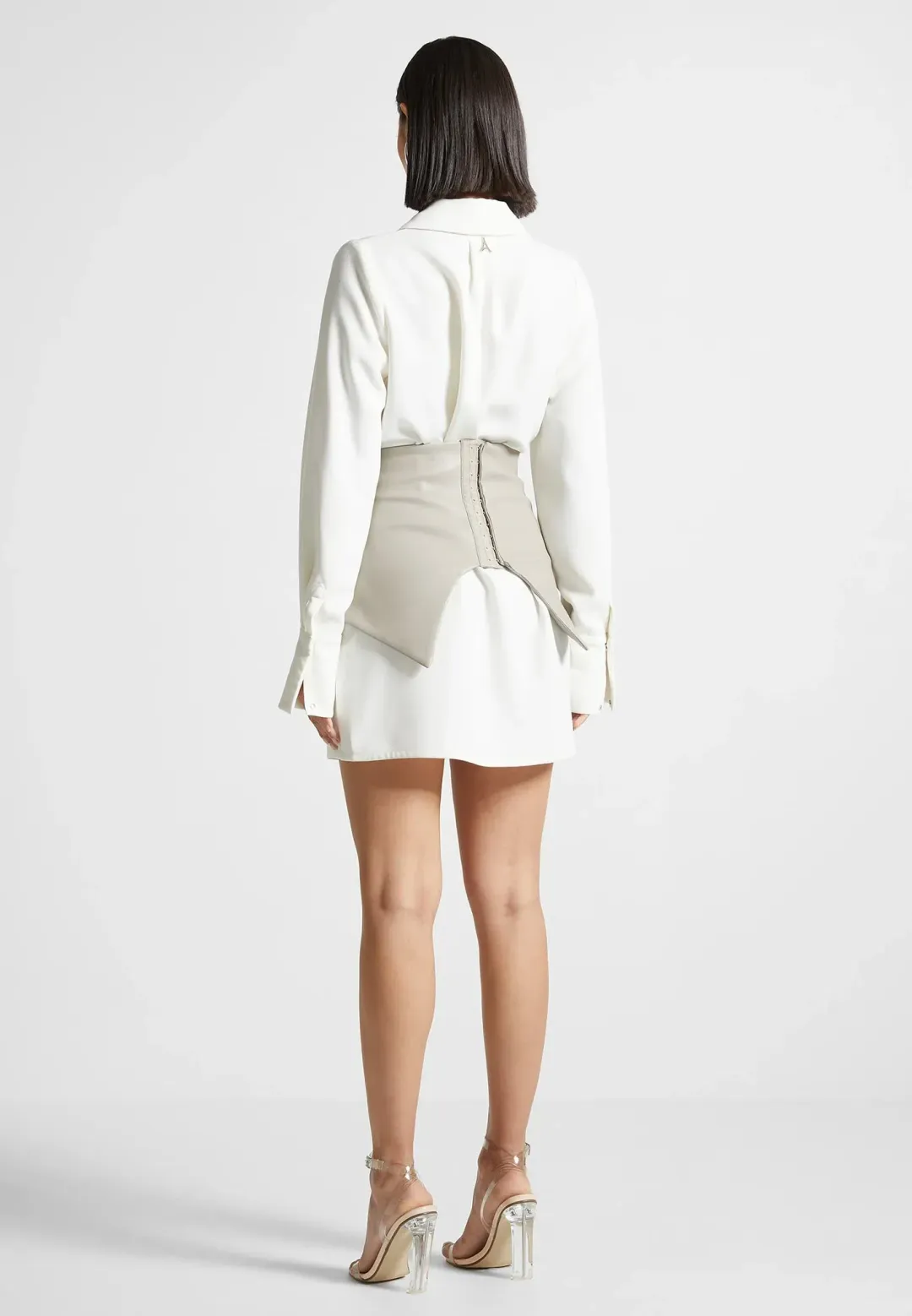 Manière De Voir Corset Shirt Dress - White/Beige for rent on The Volte - main image