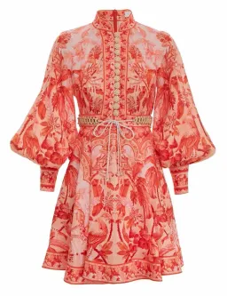 Zimmermann Lyre Billow Sleeve Mini Dress Red Palm Size 2 (AU 12) for rent on The Volte - image 5