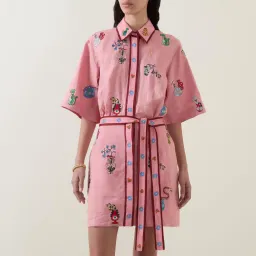 ALEMAIS Timmy Embroidered Mini Dress Pink Size 10 AU for rent on The Volte - image 5