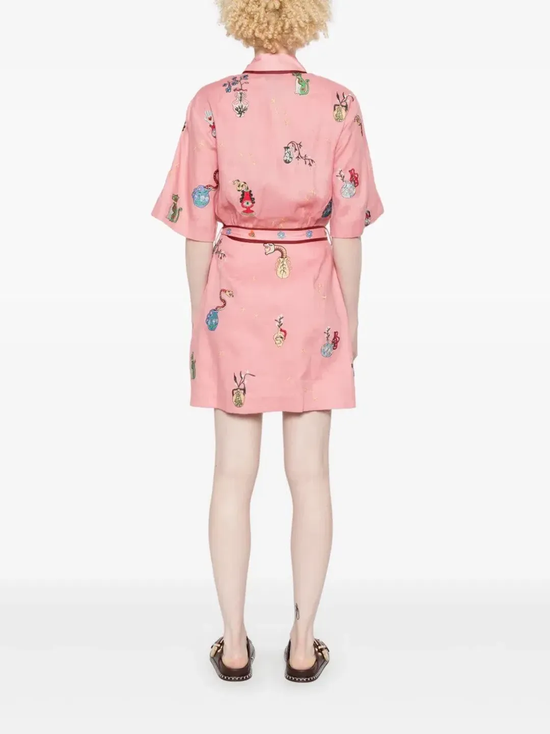 ALEMAIS Timmy Embroidered Mini Dress Pink Size 10 AU for rent on The Volte - main image