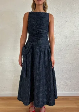 Lovaan Ophelia Dress Silk/Linen Royal Dot Size 6 for rent on The Volte - image 6