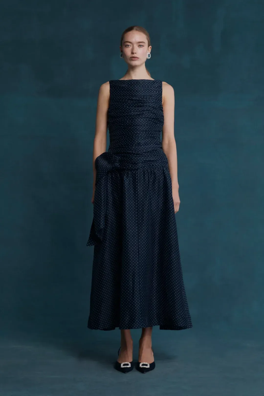 Lovaan Ophelia Dress Silk/Linen Royal Dot Size 6 for rent on The Volte - main image