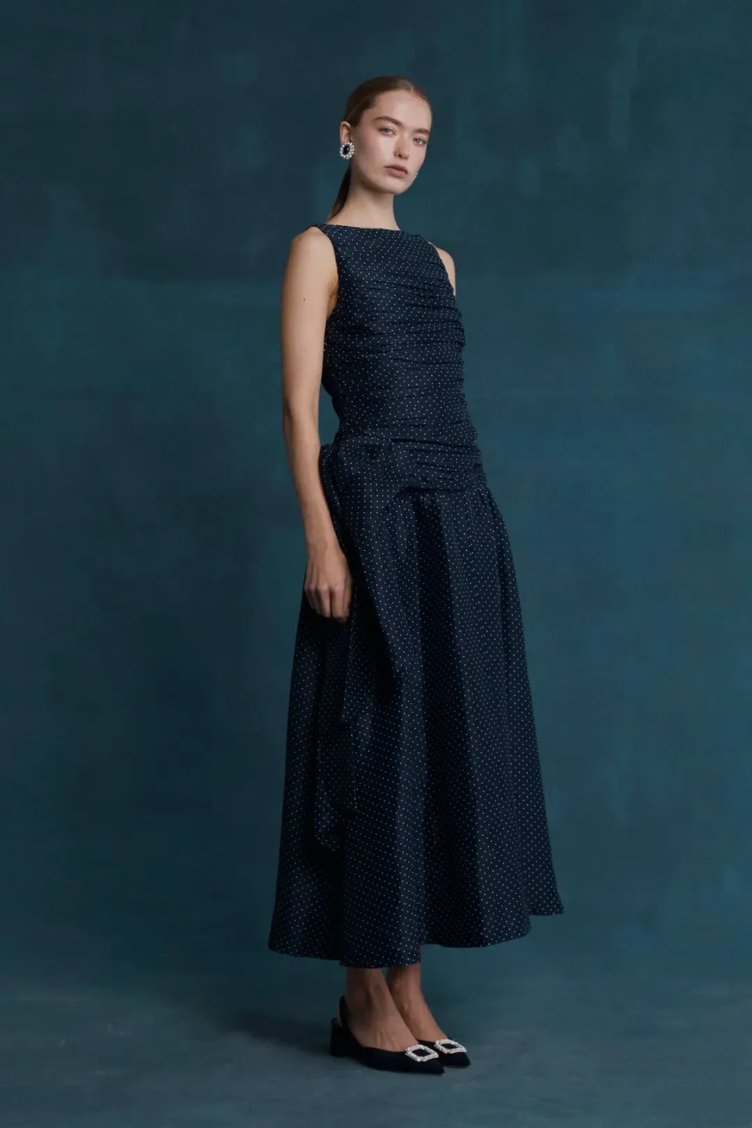 Lovaan Ophelia Dress Silk/Linen Royal Dot Size 8 for rent on The Volte - main image