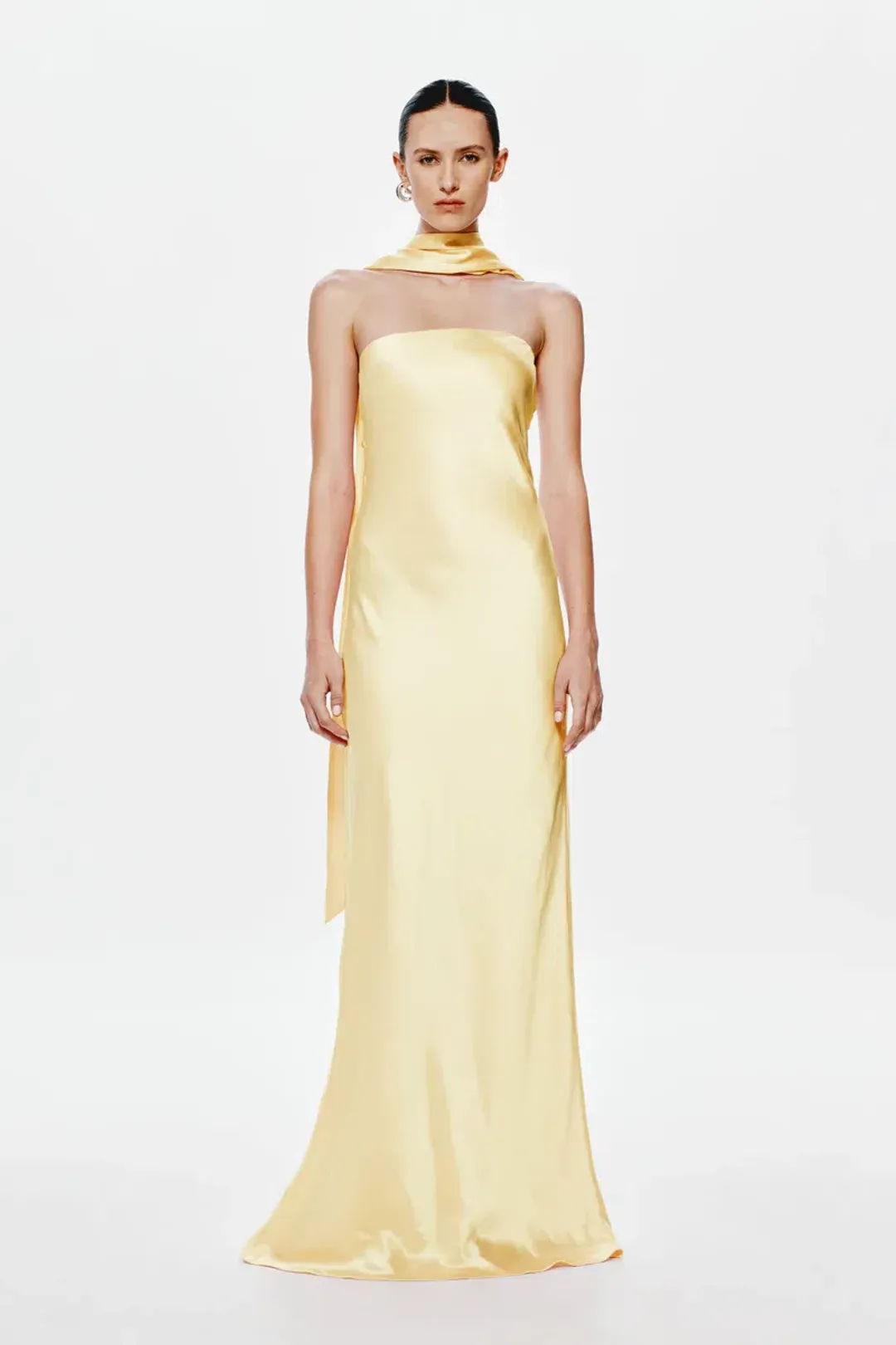 Misha Lilia Satin Dress Yellow Size S for rent on The Volte - main image