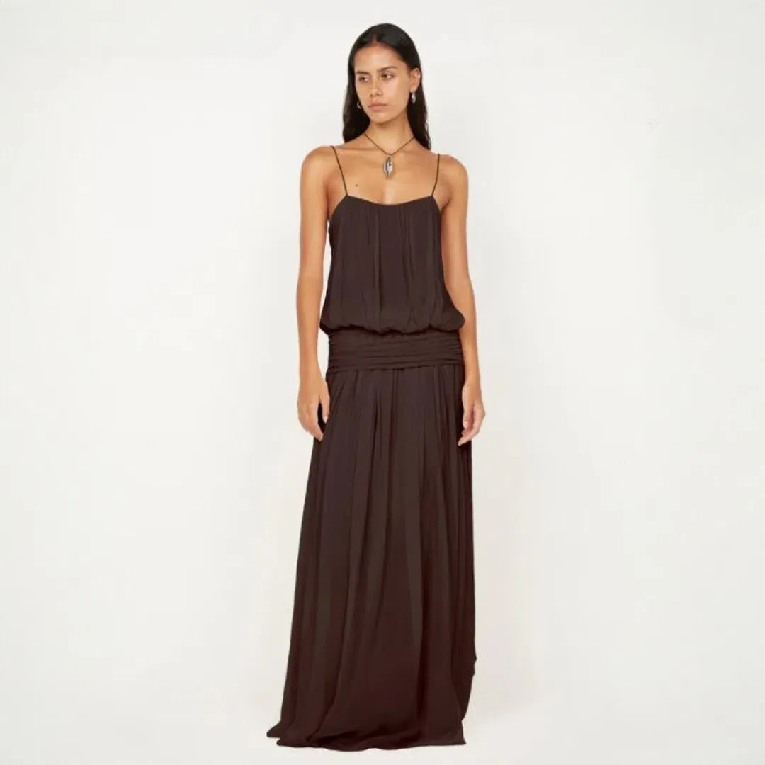 Bec + Bridge Camille Blouson Dress in Dark Chocolate Size 8 for rent on The Volte - main image