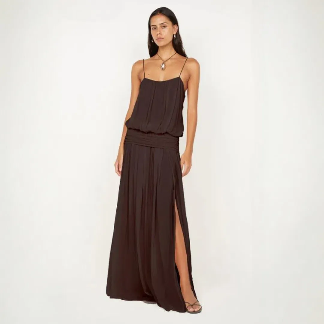 Bec + Bridge Camille Blouson Dress in Dark Chocolate Size 8 for rent on The Volte - main image