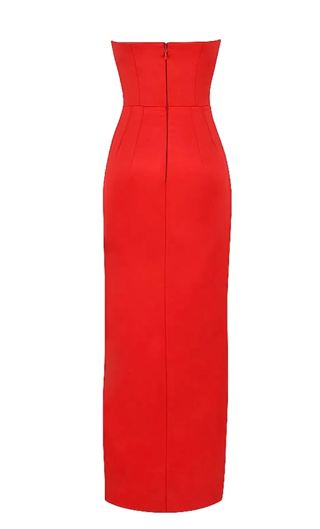 House of CB Adrienne Gathered Strapless Gown (RED) size 8 for rent on The Volte - main image