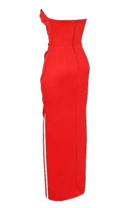 House of CB Adrienne Gathered Strapless Gown (RED) size 8 for rent on The Volte - image 4