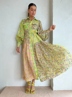 Alemais Daisy Patchwork Long Sleeve Shirt Dress Size XL AU 14/US 10 for rent on The Volte - image 1