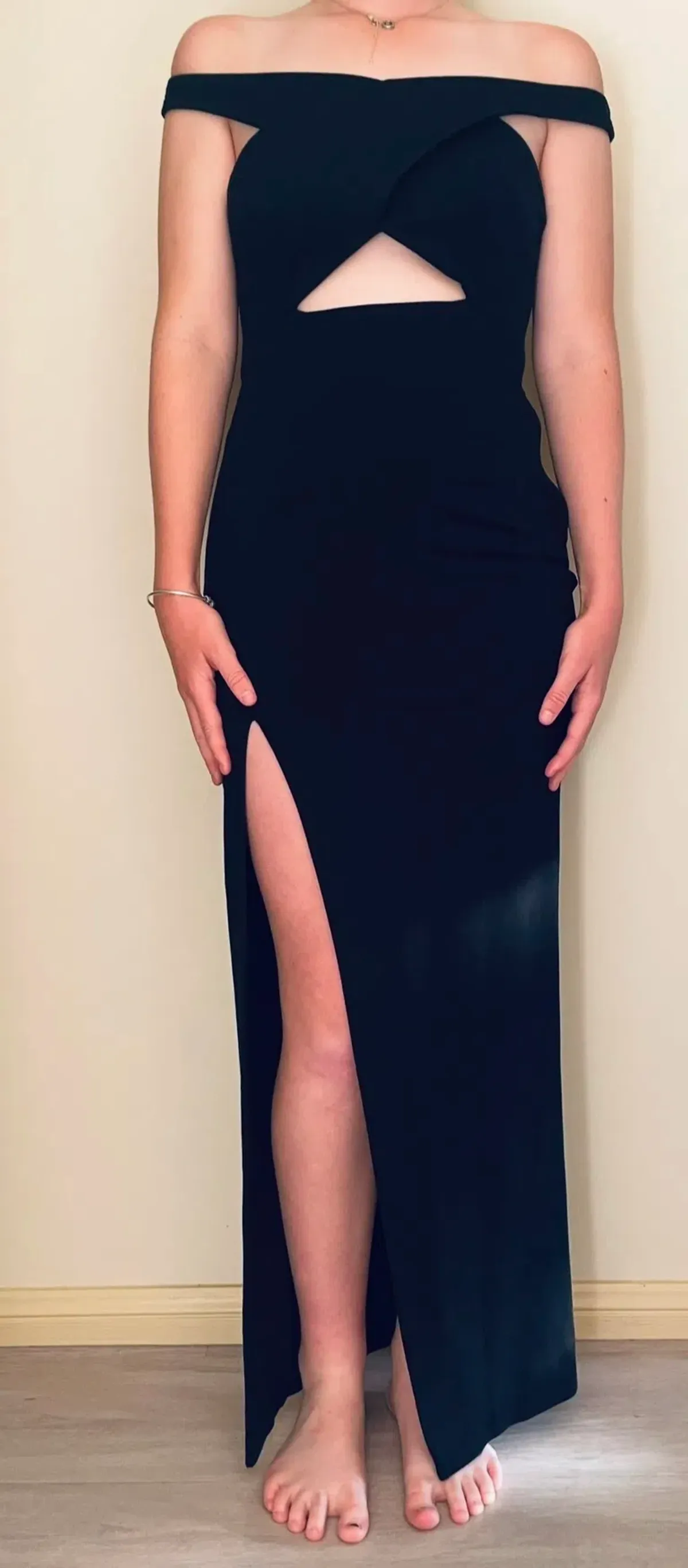 NICHOLAS Event Cross Over Poly-Blend Dress in Black Size 10 for rent on The Volte - main image