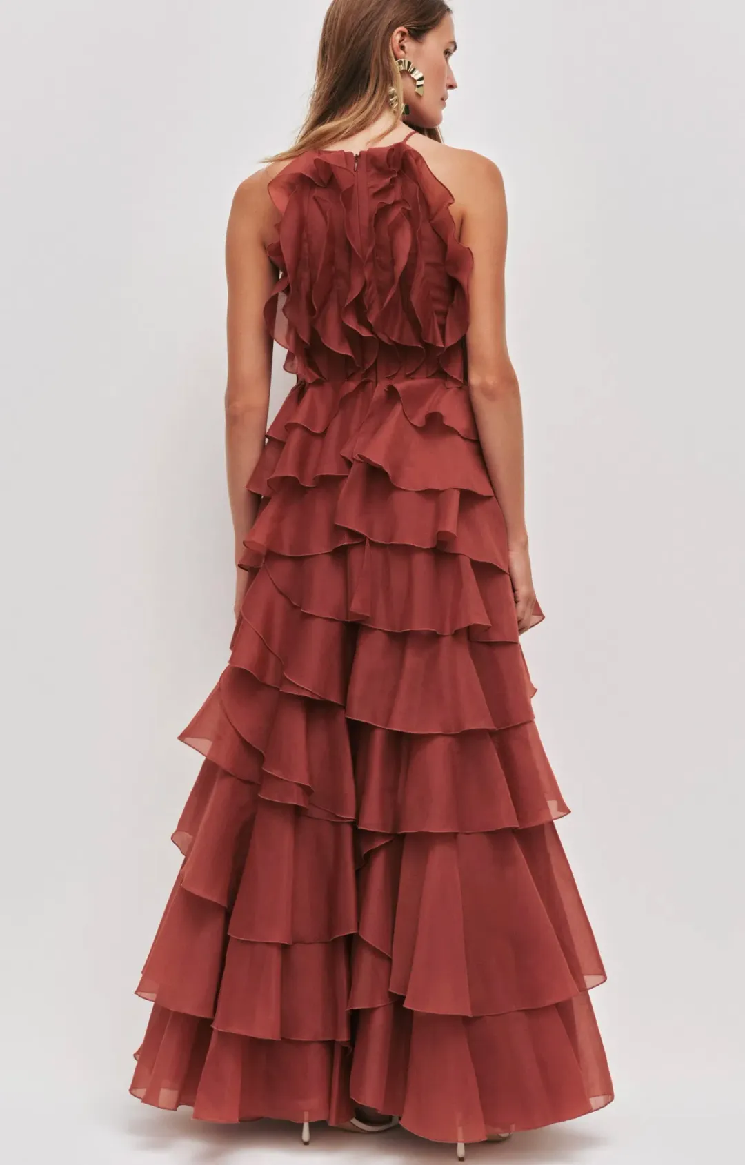 Aje Cleo Gown in Rust Sz 8 for rent on The Volte - main image